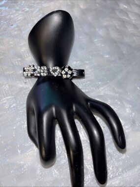 Black Rhinestone Accent Bracelet with Clear Stones